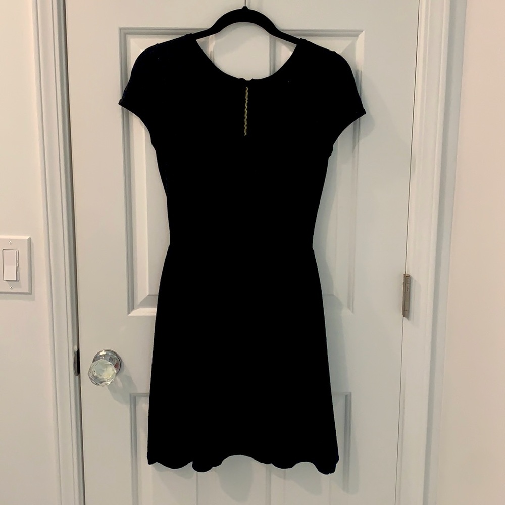 Sparkly Knit Black Zipper Dress